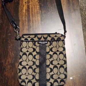 Coach Black and Tan Signature Crossbody Bag